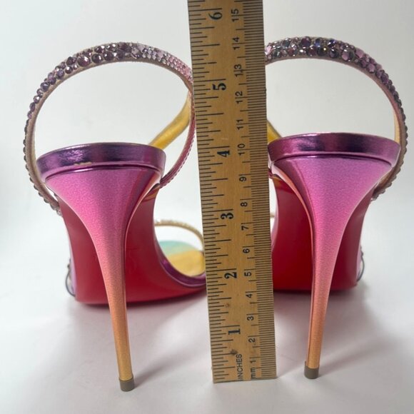 Christian Louboutin Rosalie Strass Boreal Heels Metallic Multicolor Sandals Sz36 - Picture 7 of 12